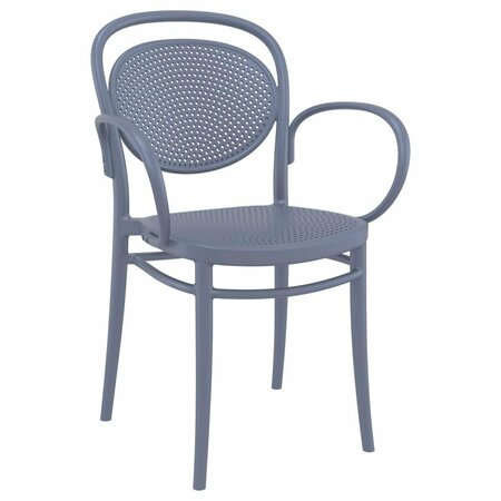 GRILLGEAR 17.3 in. Marcel XL Resin Outdoor Arm Chair, Dark Gray GR2843621